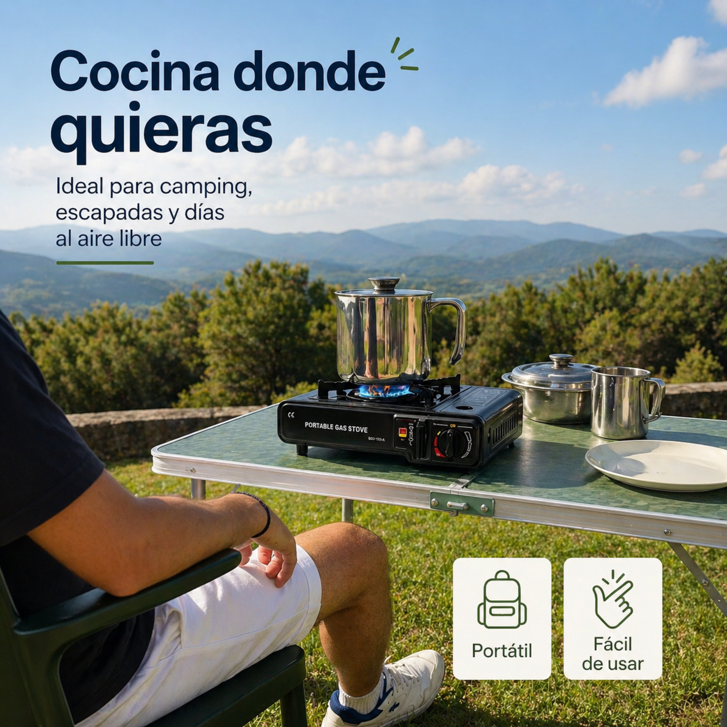Hornillo Gas Portátil HOPSSY | Cocina Rápido en Cualquier Lugar
