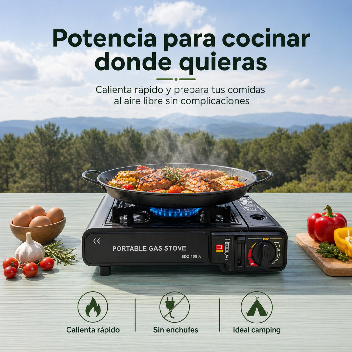 Hornillo Gas Portátil HOPSSY | Cocina Rápido en Cualquier Lugar