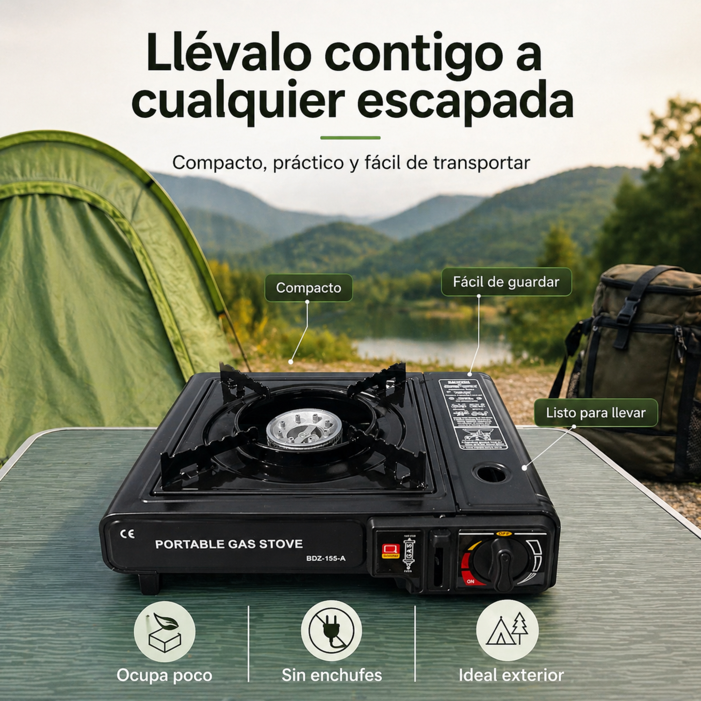 Hornillo Gas Portátil HOPSSY | Cocina Rápido en Cualquier Lugar