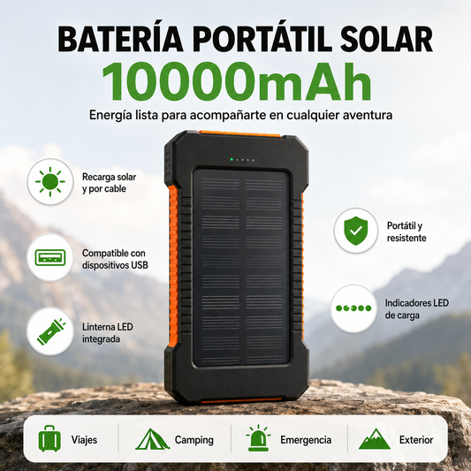 HOPSSY Explorer Solar — Batería Portátil + Carga Solar + Linterna LED