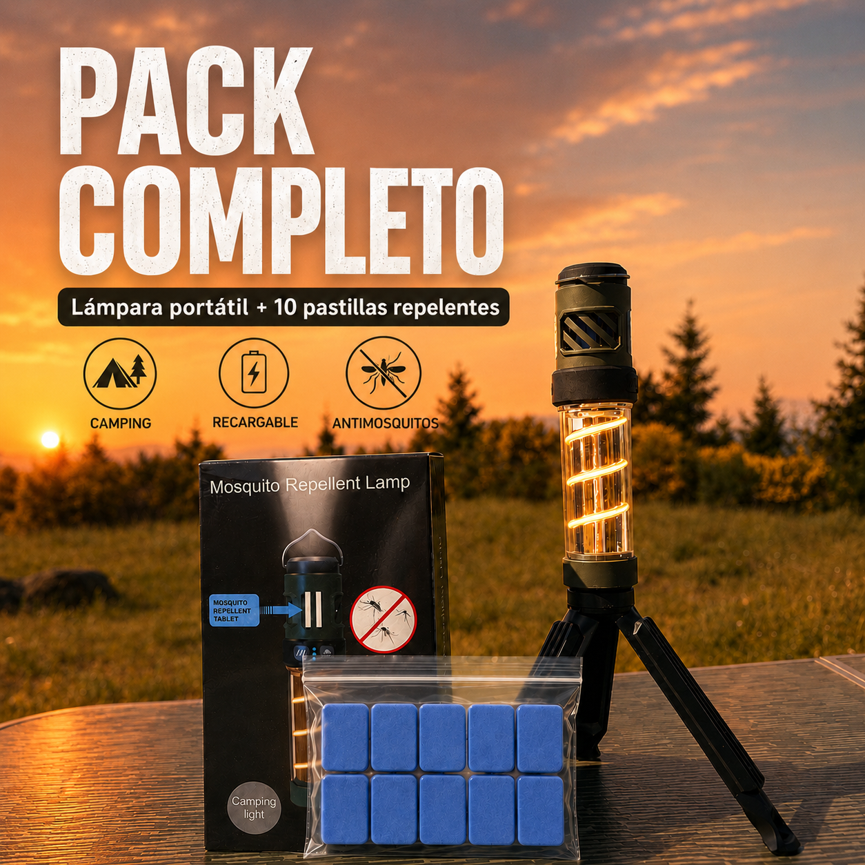 Pastillas repelente de mosquitos para lintera trípode (Pack de 10 uds)