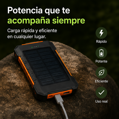 HOPSSY Explorer Solar — Batería Portátil + Carga Solar + Linterna LED