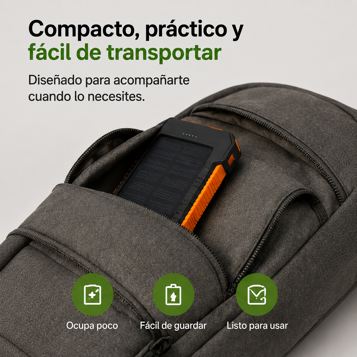 HOPSSY Explorer Solar — Batería Portátil + Carga Solar + Linterna LED